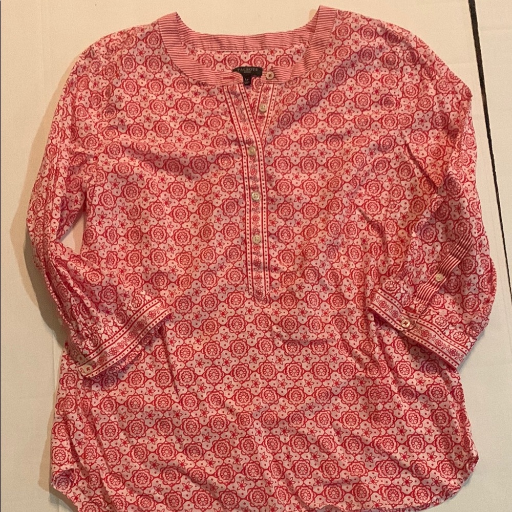Talbots Women's Red Patterned Top